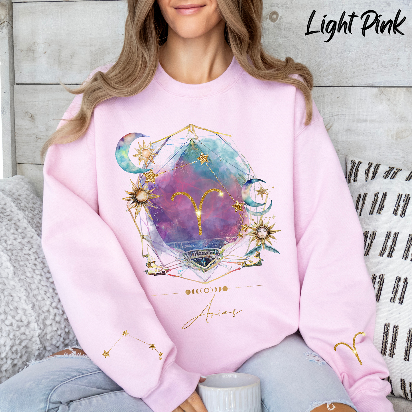 Aries Sweatshirt Aries Gift Astrology Sweatshirt Vintage Aries Zodiac Shirt Retro Boho Celestial Sweatshirt Aries Birthday Horoscope Gifts