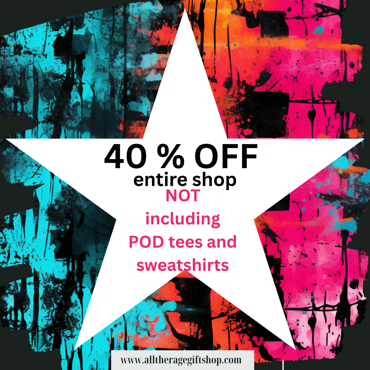 40% OFF Entire SHOP/ Added at checkout! EXCLUDES POD tees and sweatshirts
