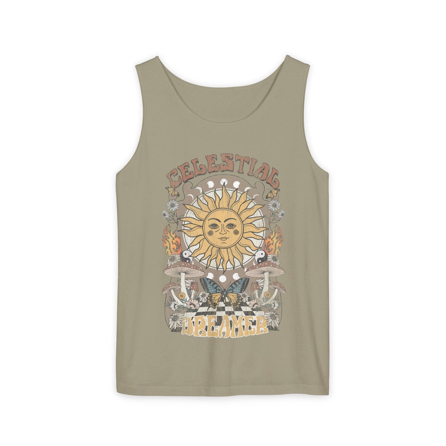 Celestial Dreamer Shirt Unisex Tank Top Comfort Colors Sun T-shirt Retro Vintage Graphic Tee