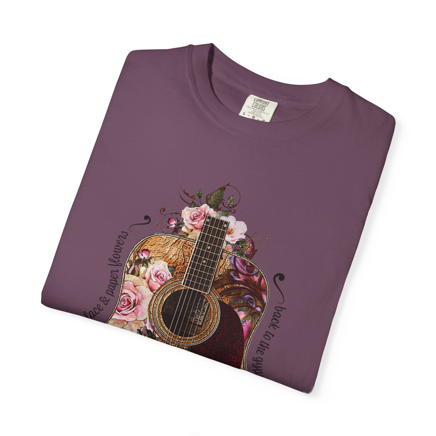 Gypsy T shirt Hippie Tee Floral Guitar 70's Classic Rock Tee  Birthday Gift Unisex Garment-Dyed Comfort Colors T-shirt