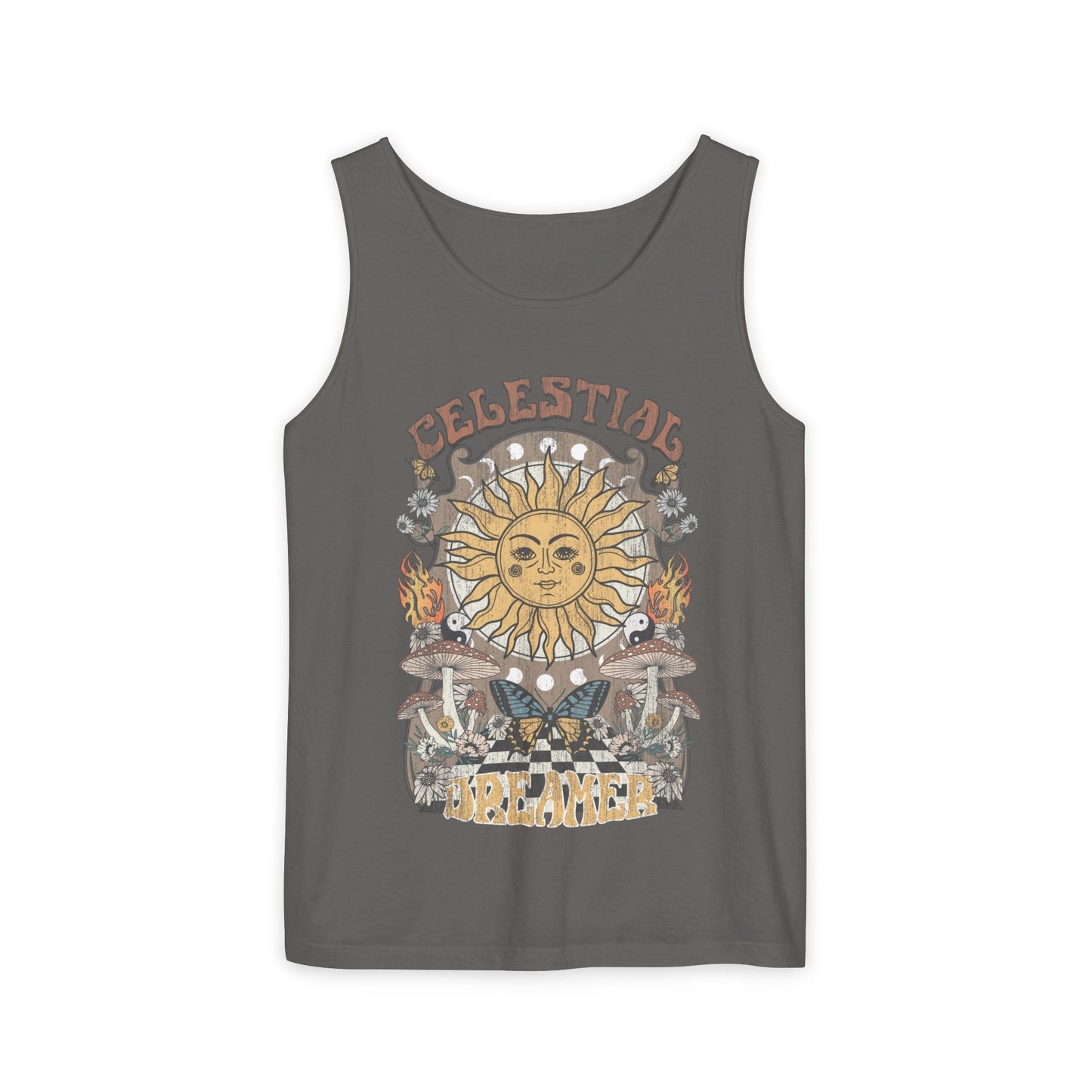 Celestial Dreamer Shirt Unisex Tank Top Comfort Colors Sun T-shirt Retro Vintage Graphic Tee