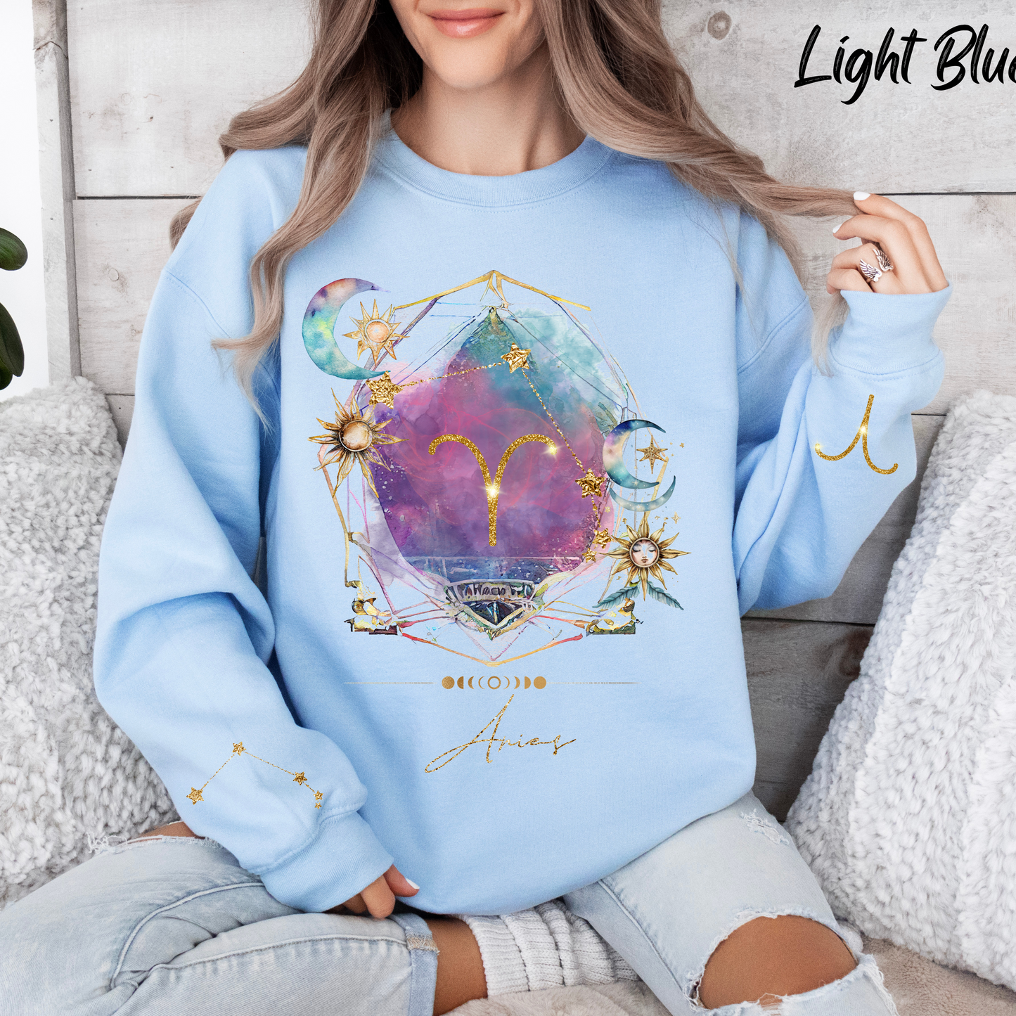 Aries Sweatshirt Aries Gift Astrology Sweatshirt Vintage Aries Zodiac Shirt Retro Boho Celestial Sweatshirt Aries Birthday Horoscope Gifts