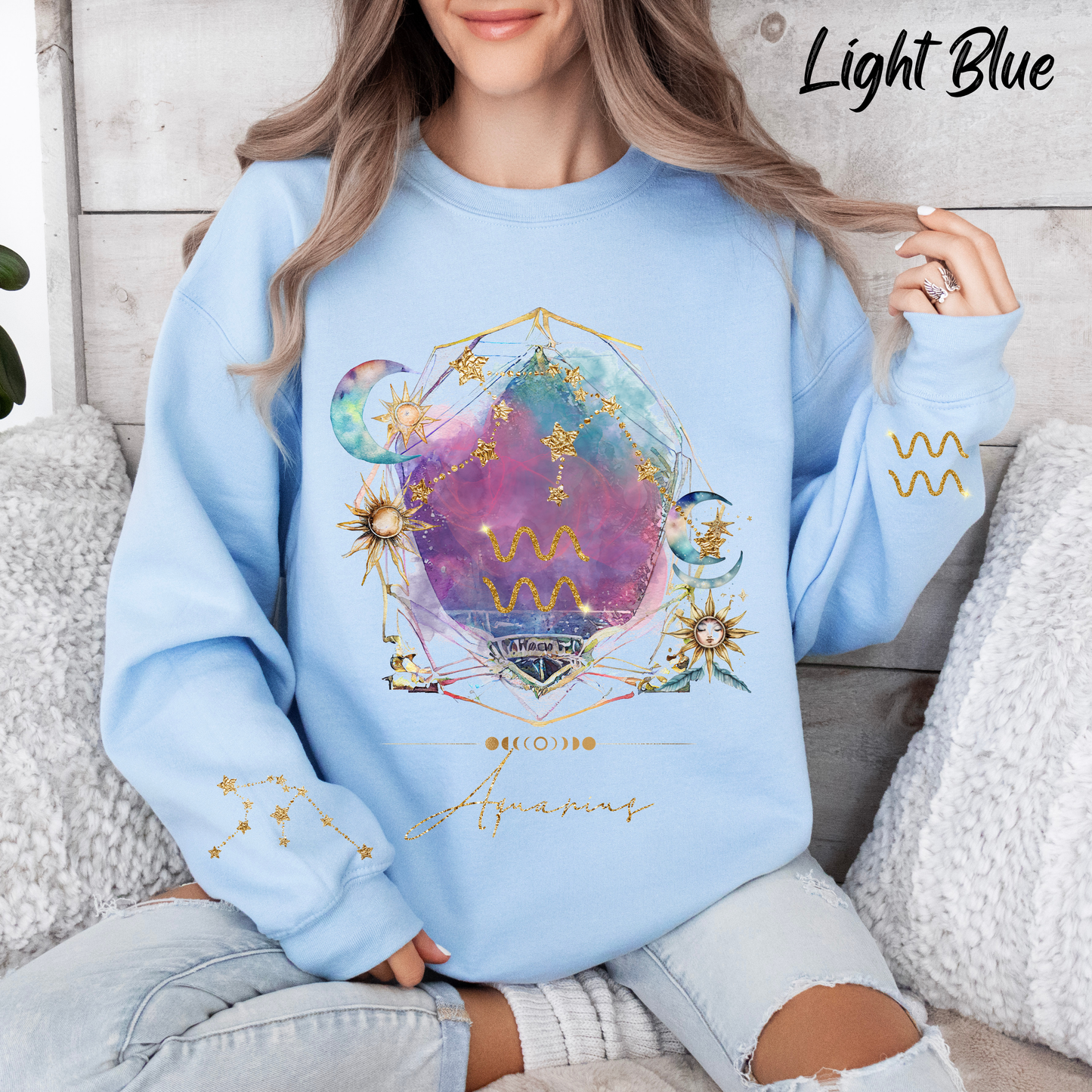 Aquarius Sweatshirt Aquarius Gift Astrology Sweatshirt Vintage Aquarius Zodiac Shirt Retro Boho Celestial Sweatshirt Aquarius Birthday Gifts
