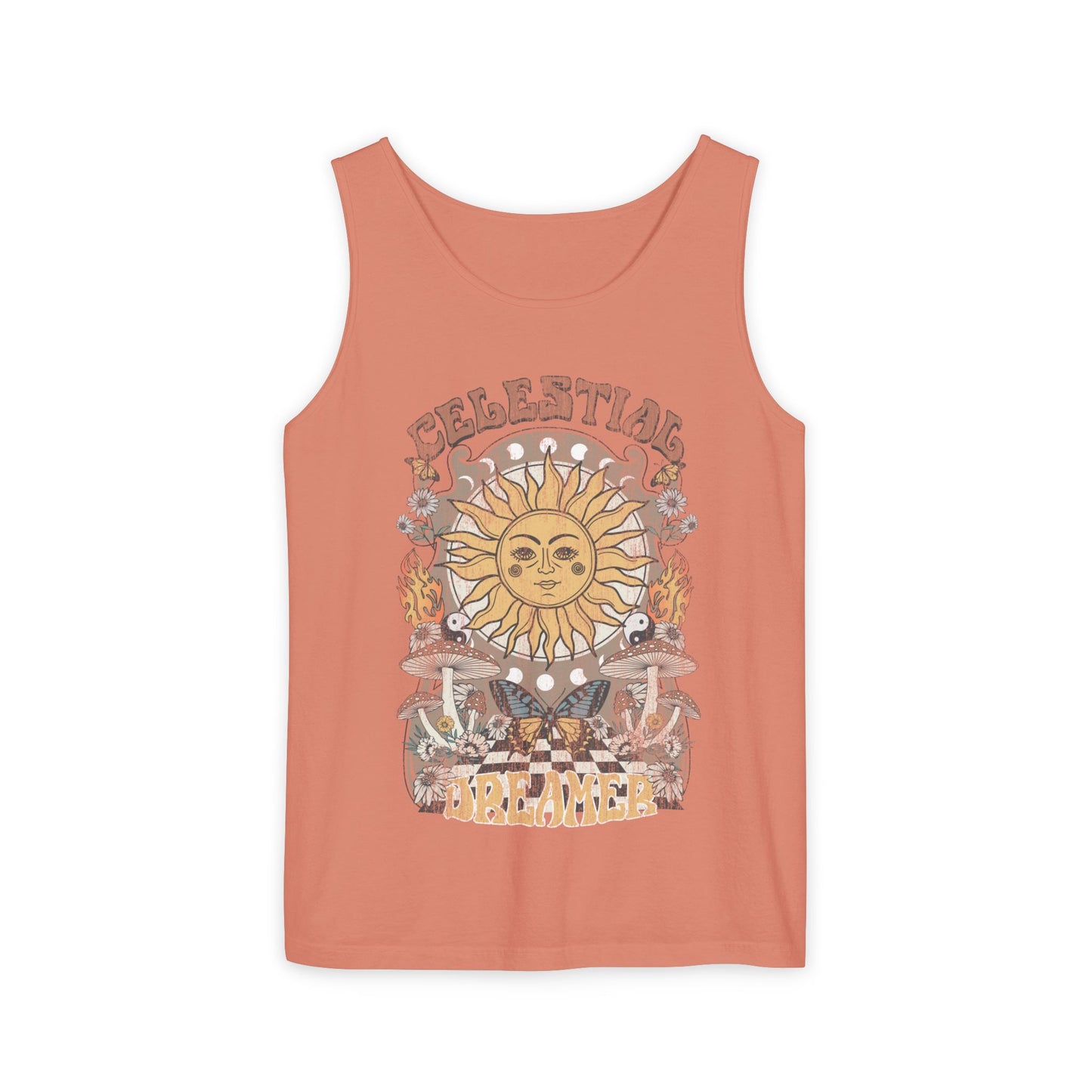 Celestial Dreamer Shirt Unisex Tank Top Comfort Colors Sun T-shirt Retro Vintage Graphic Tee
