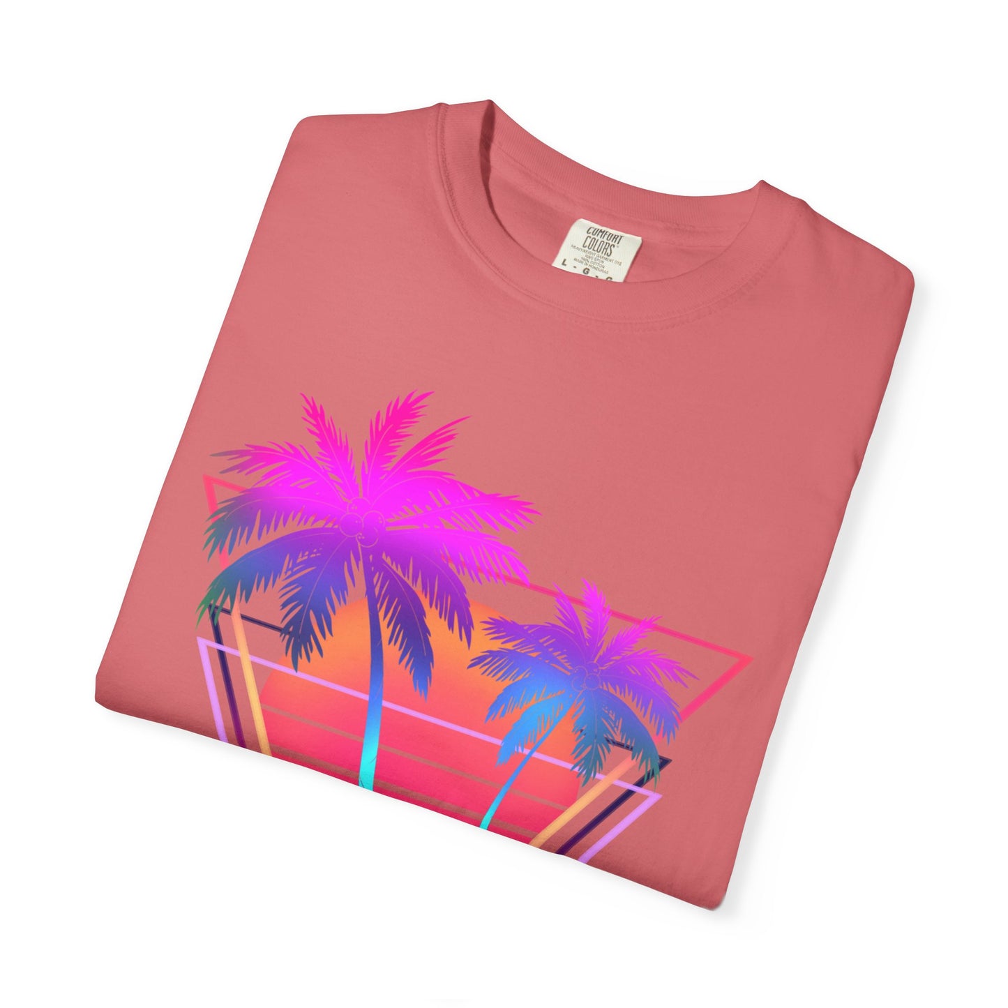 Neon Palm Trees T shirt Sunset tropical Beach Tee Unisex Garment-Dyed Comfort Colors T-shirt Retro 80's Graphic Tee