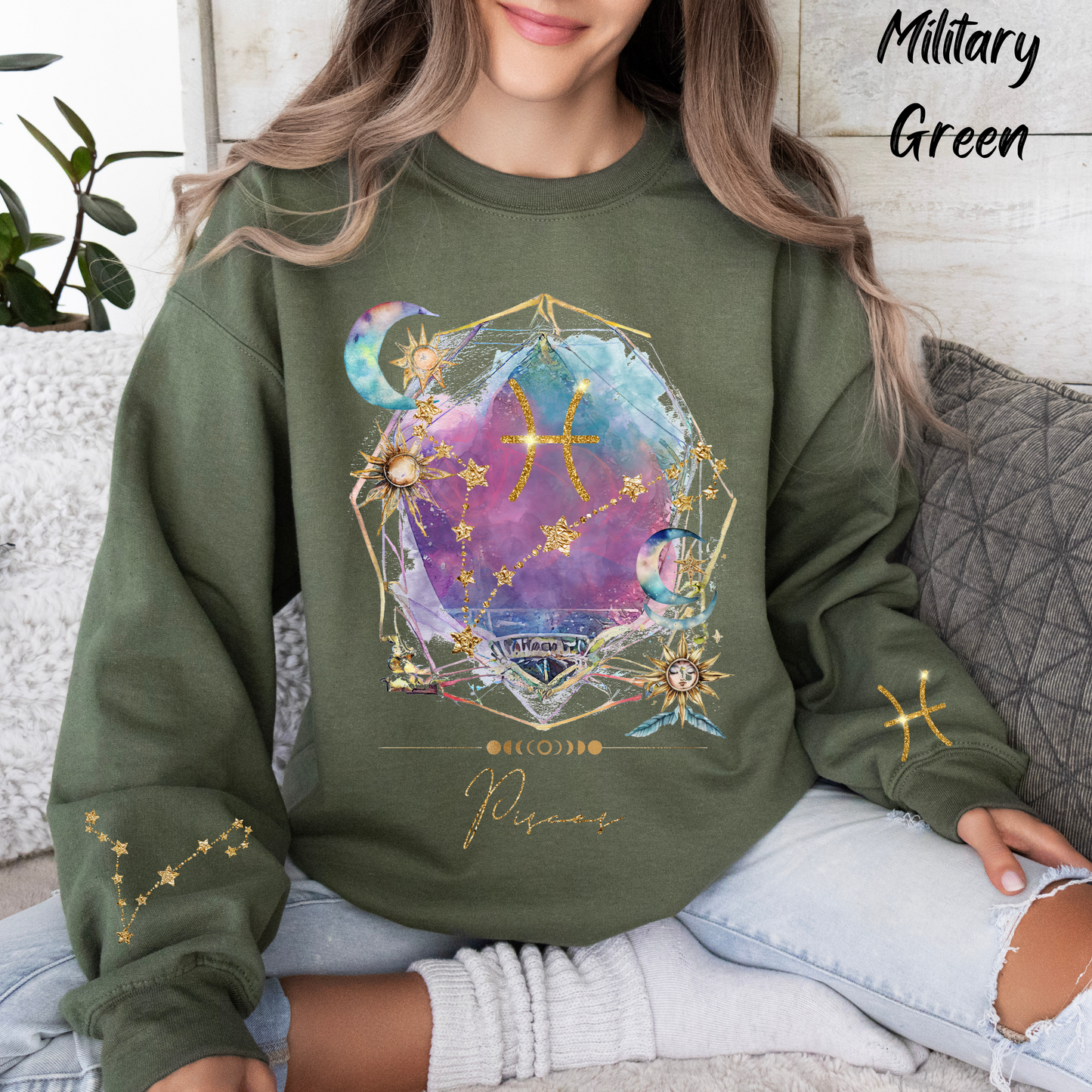Pisces Sweatshirt Pisces Gift Astrology Sweatshirt Vintage Pisces Zodiac Shirt Retro Boho Celestial Sweatshirt Pisces Birthday Horoscope