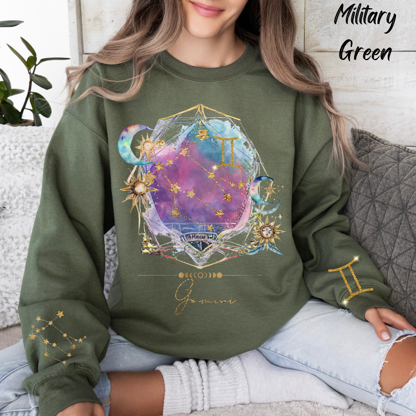 Gemini Sweatshirt Virgo Gift Unisex Astrology Sweatshirt Vintage Gemini Shirt Retro Boho Celestial Sweatshirt Gemini Birthday Zodiac Shirt