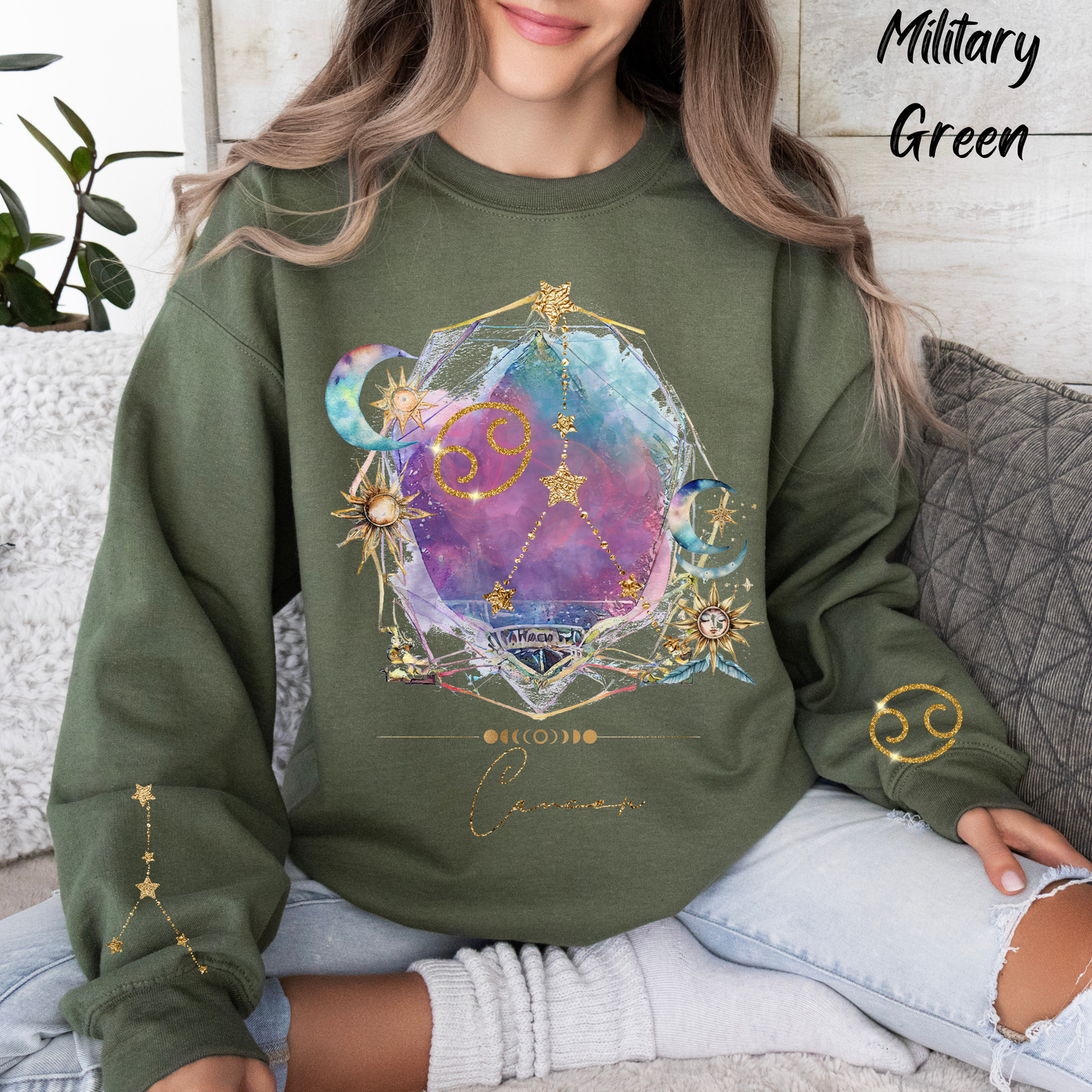 Cancer Sweatshirt Cancer Gift Astrology Sweatshirt Vintage Cancer Zodiac Shirt Retro Boho Celestial Sweatshirt Cancer Birthday Horoscope