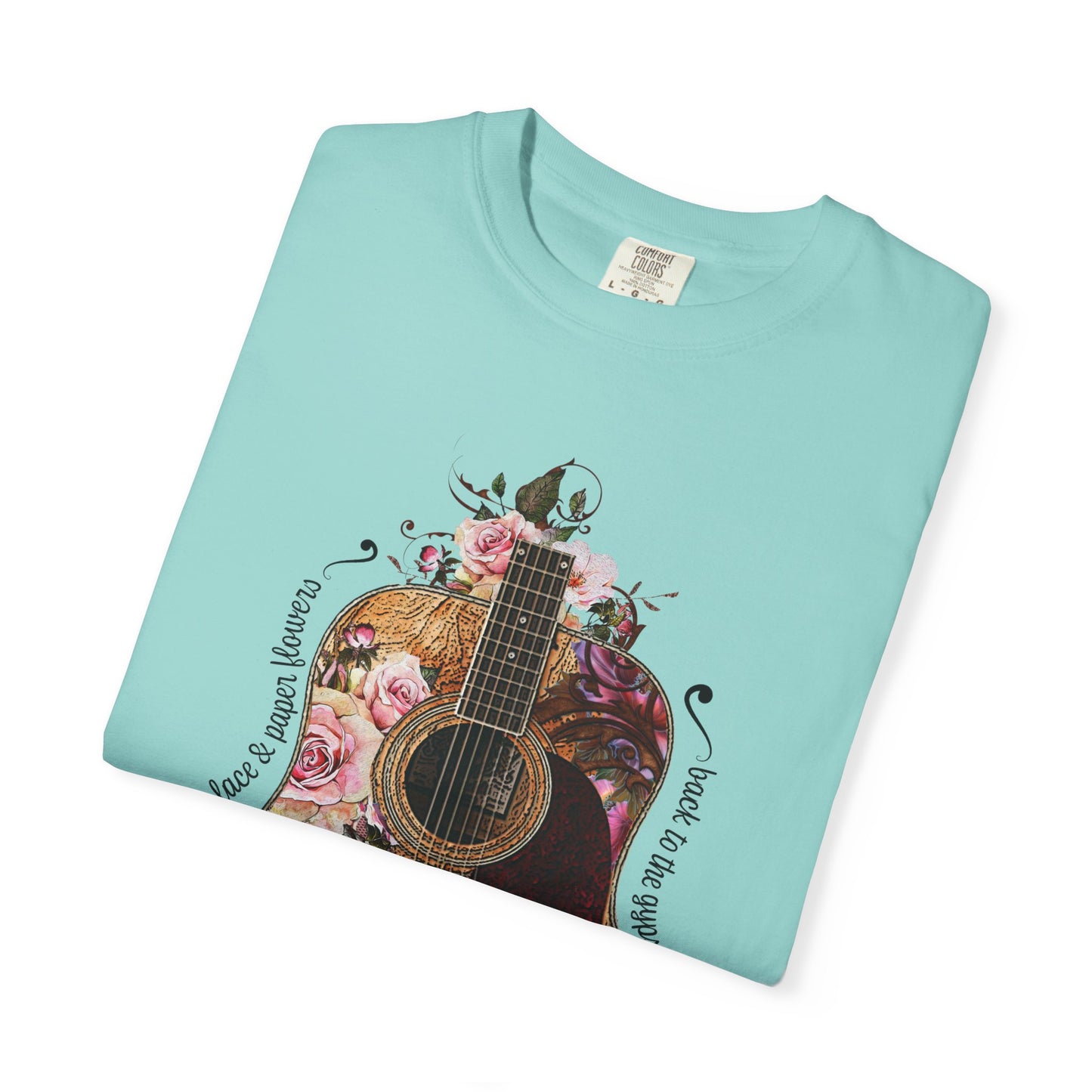 Gypsy T shirt Hippie Tee Floral Guitar 70's Classic Rock Tee  Birthday Gift Unisex Garment-Dyed Comfort Colors T-shirt