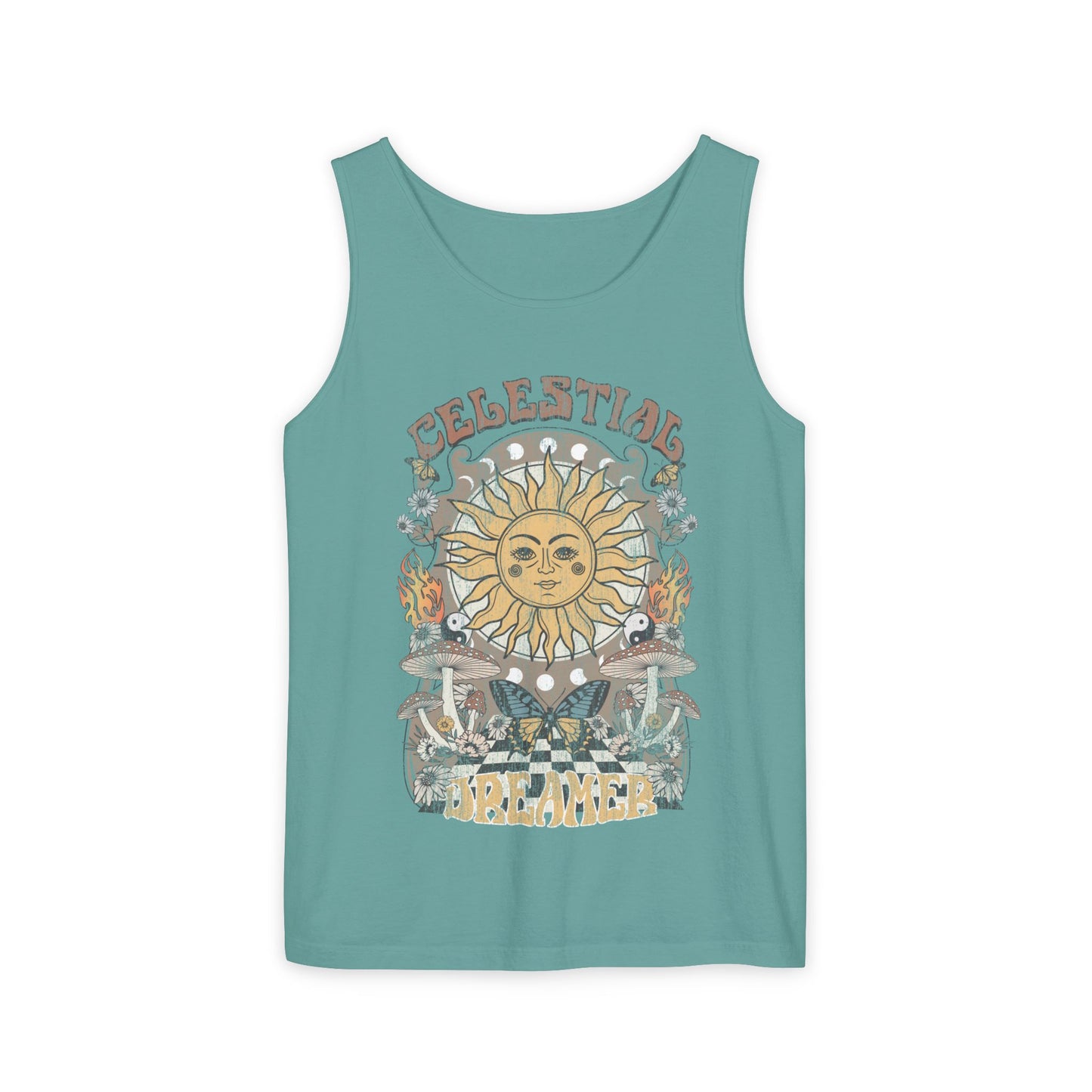 Celestial Dreamer Shirt Unisex Tank Top Comfort Colors Sun T-shirt Retro Vintage Graphic Tee