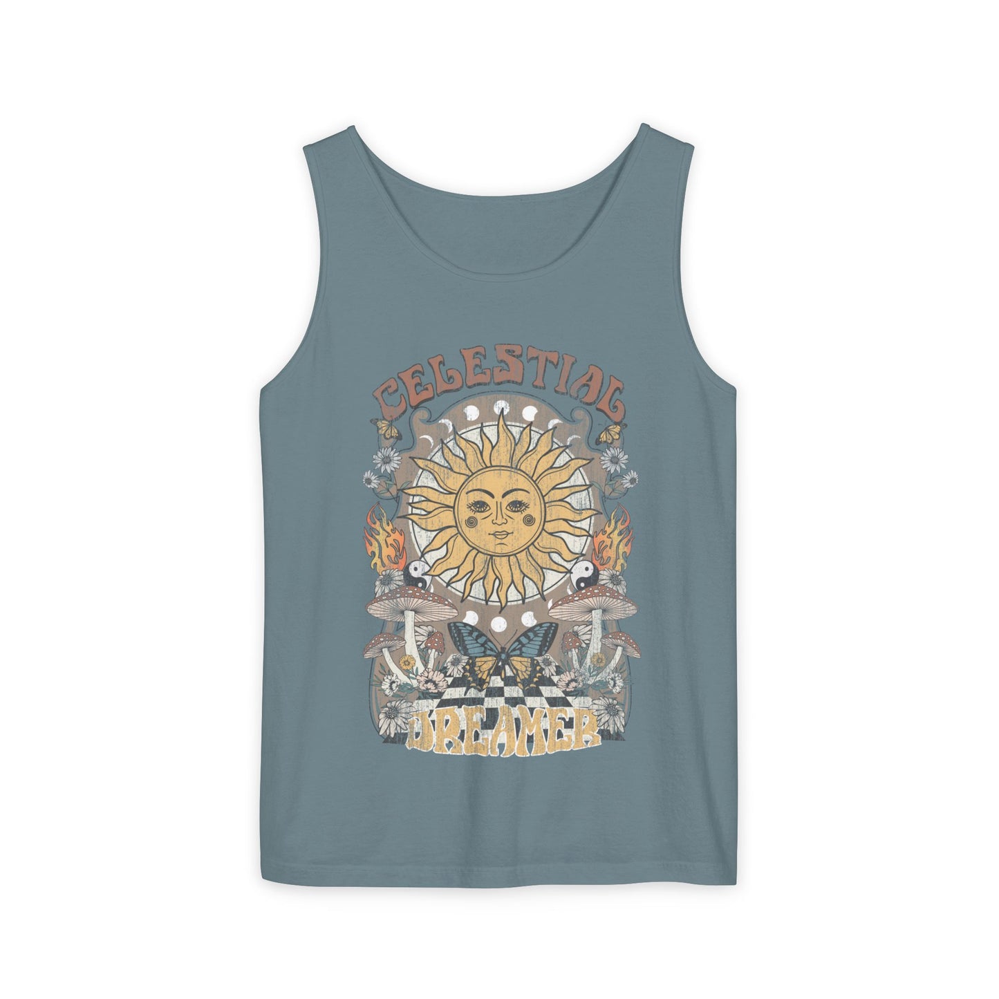 Celestial Dreamer Shirt Unisex Tank Top Comfort Colors Sun T-shirt Retro Vintage Graphic Tee