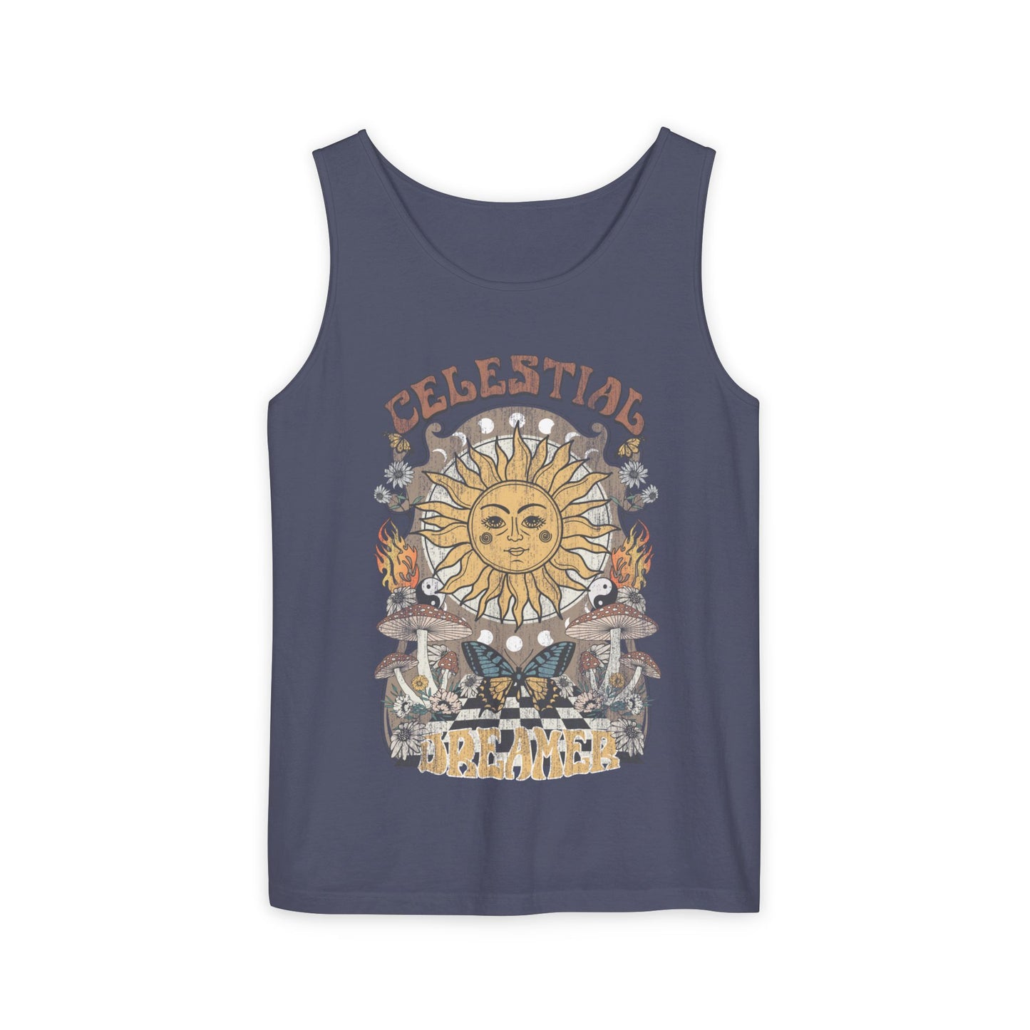 Celestial Dreamer Shirt Unisex Tank Top Comfort Colors Sun T-shirt Retro Vintage Graphic Tee