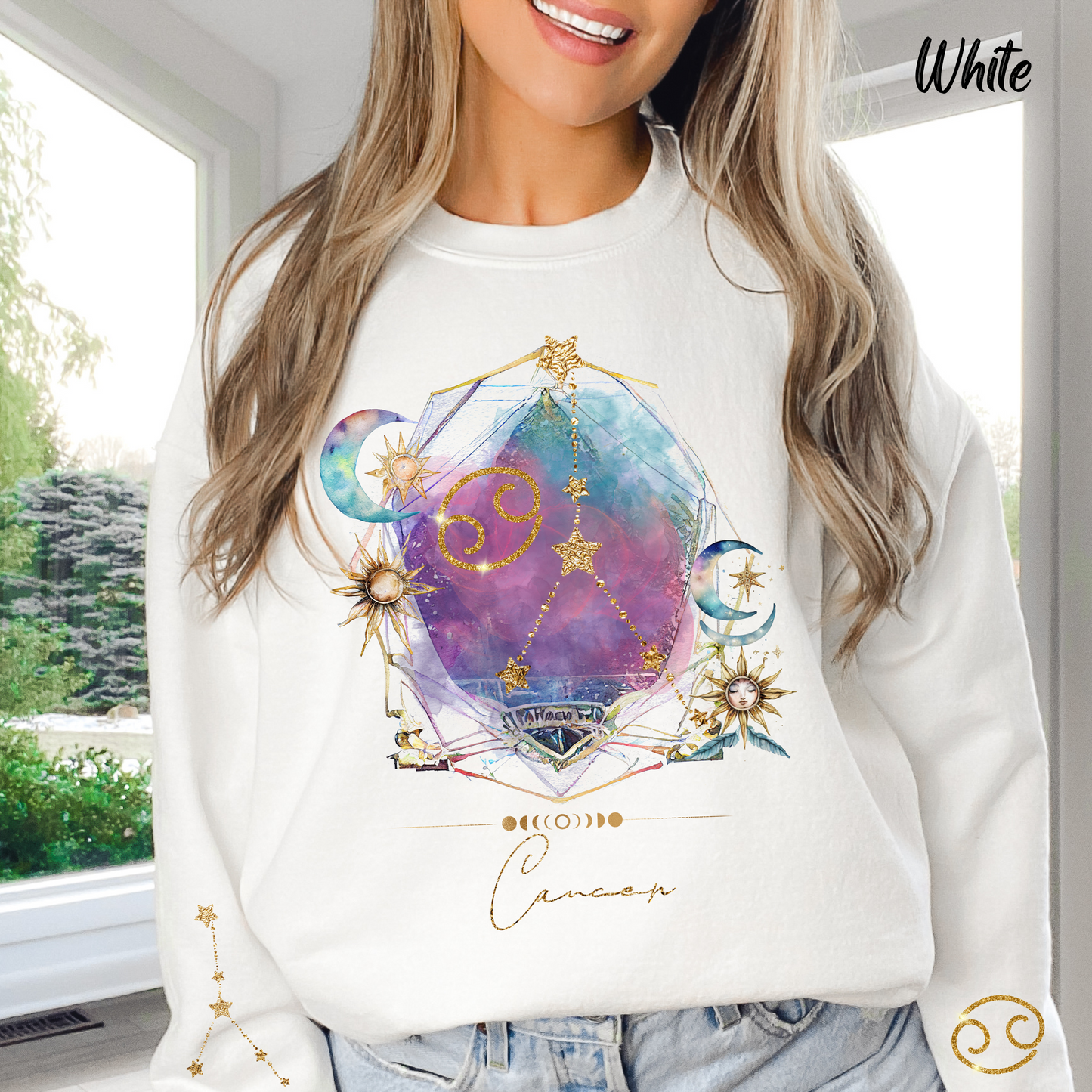 Cancer Sweatshirt Cancer Gift Astrology Sweatshirt Vintage Cancer Zodiac Shirt Retro Boho Celestial Sweatshirt Cancer Birthday Horoscope
