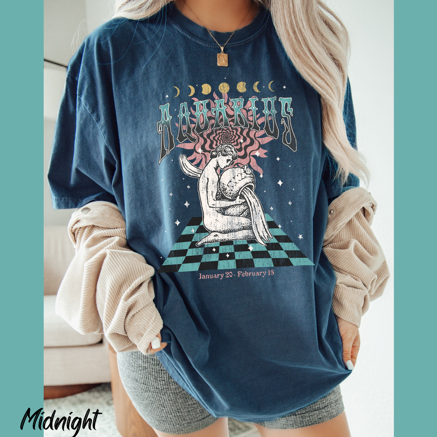 Aquarius Shirt Trendy Zodiac Comfort Colors  Graphic T shirt Astrology Tee Vintage Aquarius Birthday Gift