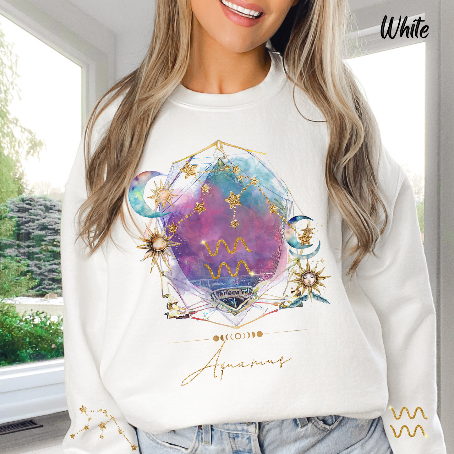 Aquarius Sweatshirt Aquarius Gift Astrology Sweatshirt Vintage Aquarius Zodiac Shirt Retro Boho Celestial Sweatshirt Aquarius Birthday Gifts