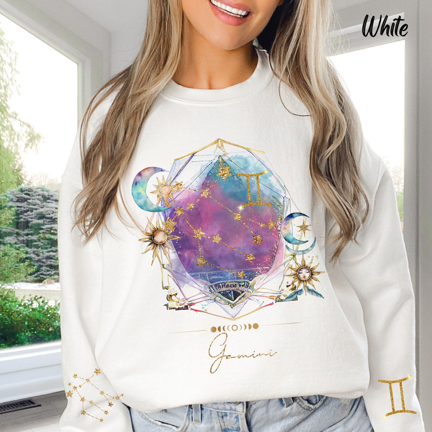 Gemini Sweatshirt Virgo Gift Unisex Astrology Sweatshirt Vintage Gemini Shirt Retro Boho Celestial Sweatshirt Gemini Birthday Zodiac Shirt
