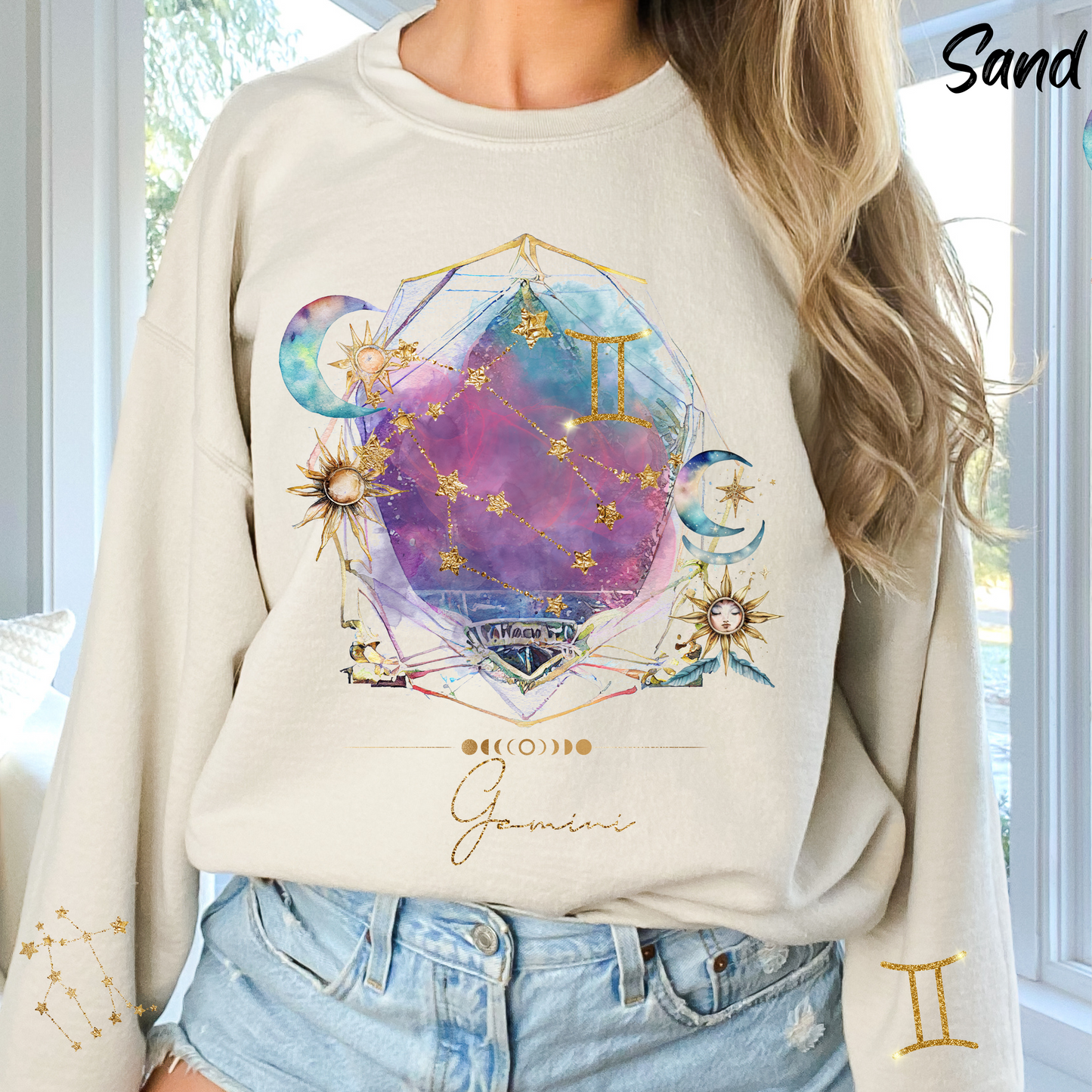 Gemini Sweatshirt Virgo Gift Unisex Astrology Sweatshirt Vintage Gemini Shirt Retro Boho Celestial Sweatshirt Gemini Birthday Zodiac Shirt