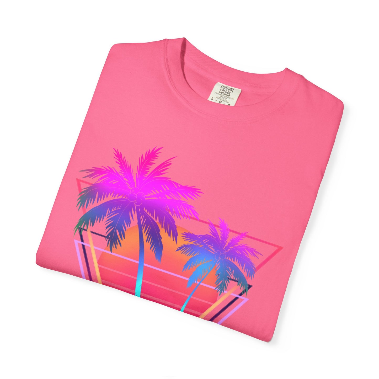 Neon Palm Trees T shirt Sunset tropical Beach Tee Unisex Garment-Dyed Comfort Colors T-shirt Retro 80's Graphic Tee