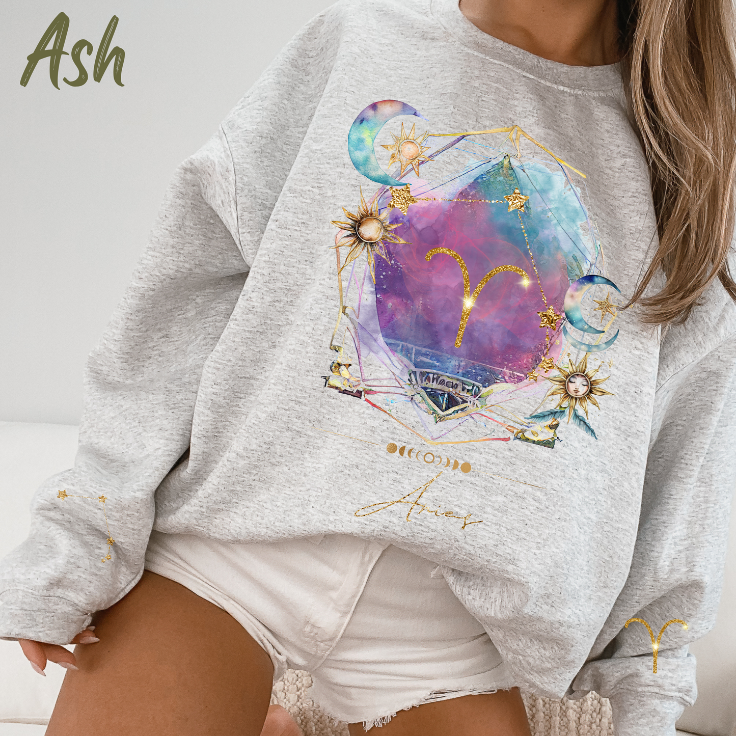 Aries Sweatshirt Aries Gift Astrology Sweatshirt Vintage Aries Zodiac Shirt Retro Boho Celestial Sweatshirt Aries Birthday Horoscope Gifts