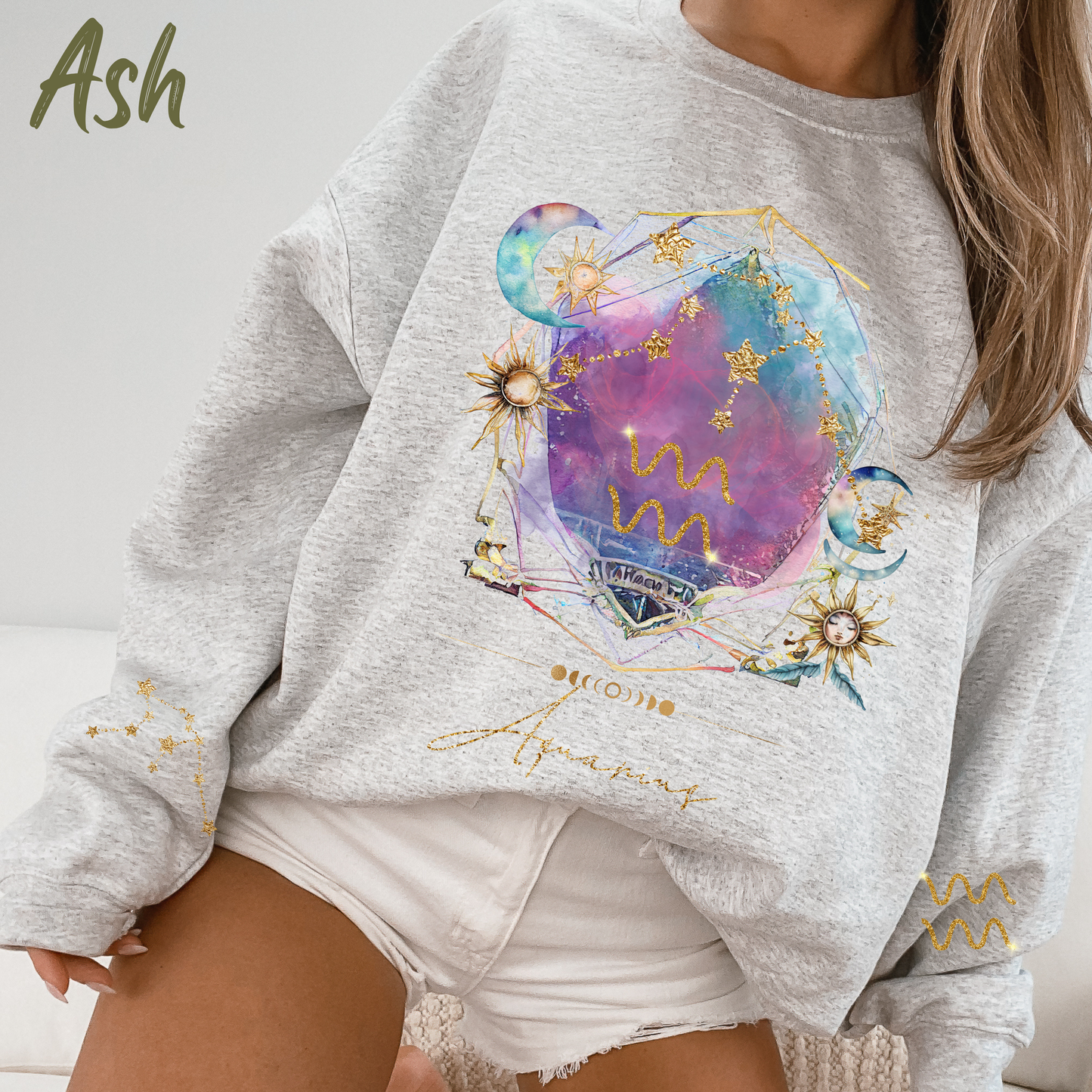 Aquarius Sweatshirt Aquarius Gift Astrology Sweatshirt Vintage Aquarius Zodiac Shirt Retro Boho Celestial Sweatshirt Aquarius Birthday Gifts