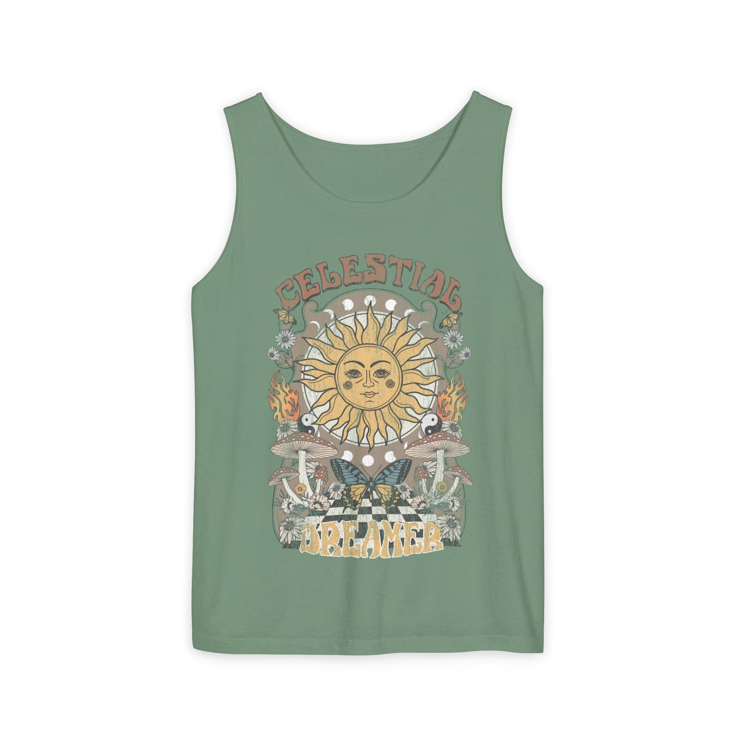 Celestial Dreamer Shirt Unisex Tank Top Comfort Colors Sun T-shirt Retro Vintage Graphic Tee