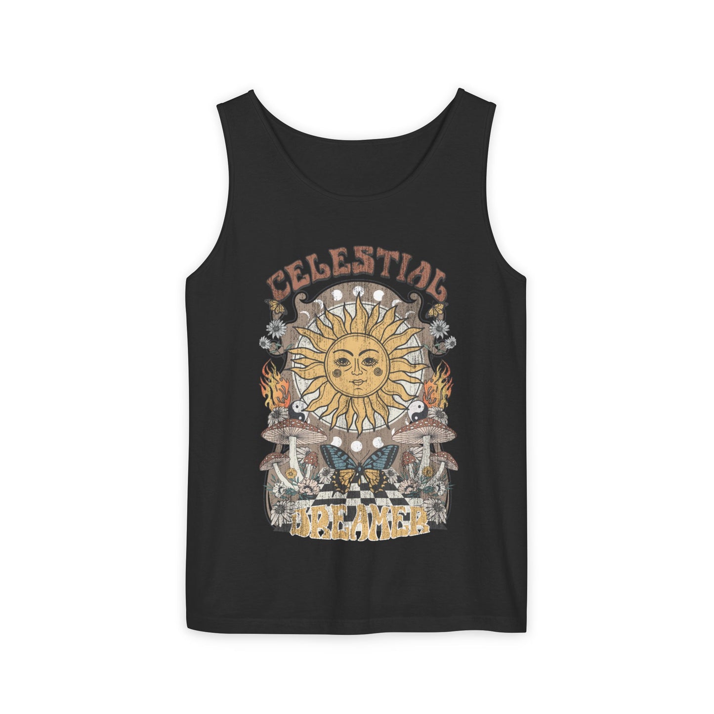 Celestial Dreamer Shirt Unisex Tank Top Comfort Colors Sun T-shirt Retro Vintage Graphic Tee