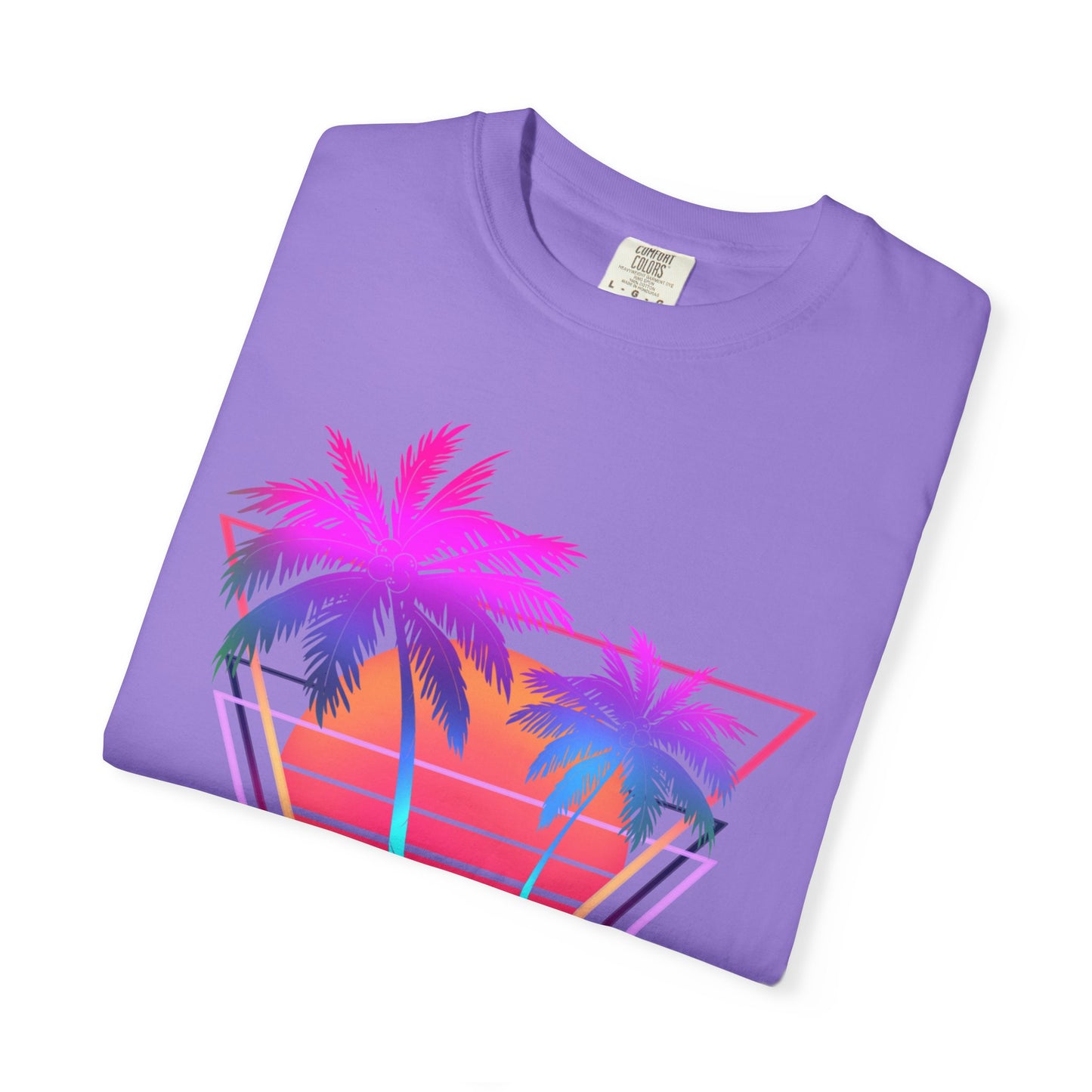 Neon Palm Trees T shirt Sunset tropical Beach Tee Unisex Garment-Dyed Comfort Colors T-shirt Retro 80's Graphic Tee