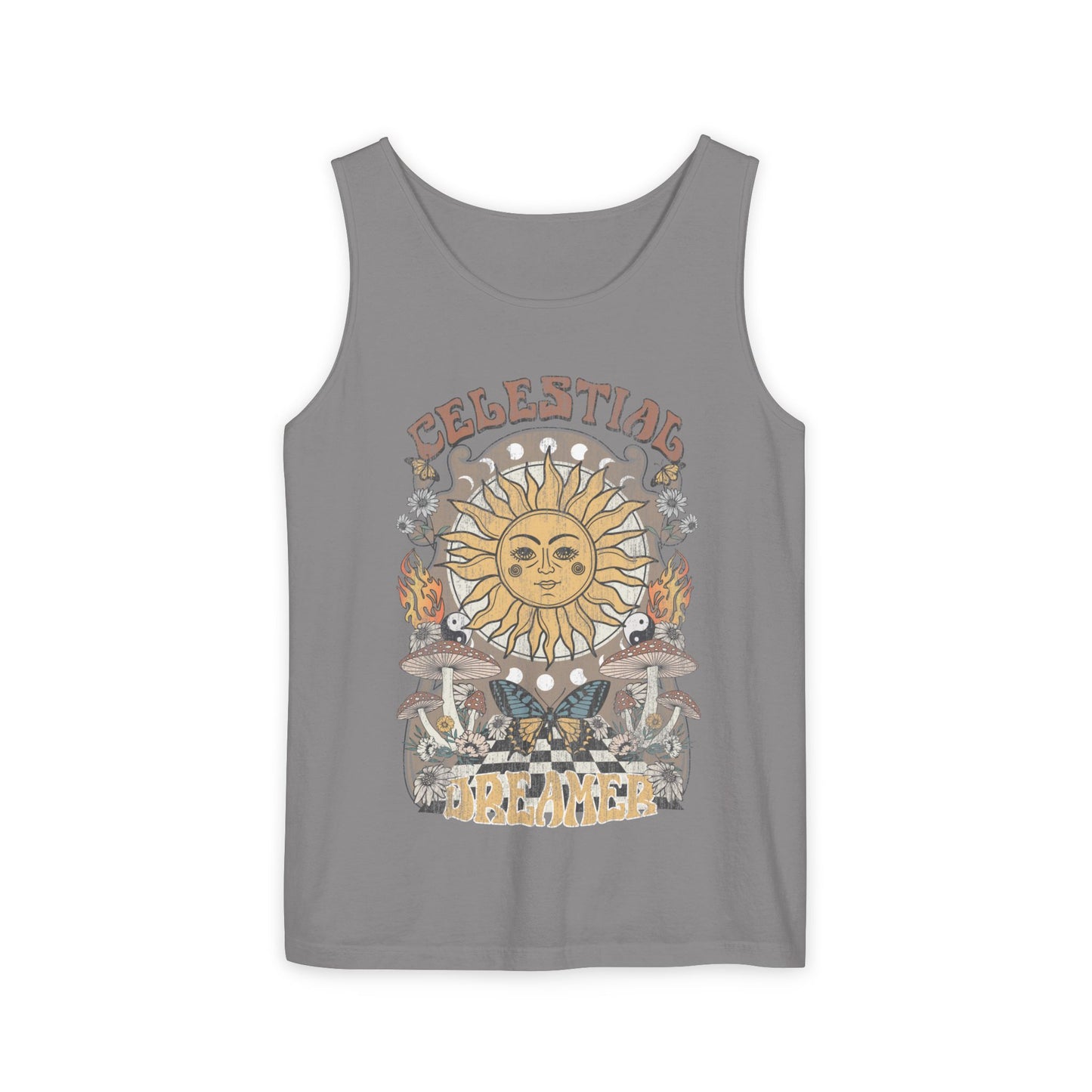 Celestial Dreamer Shirt Unisex Tank Top Comfort Colors Sun T-shirt Retro Vintage Graphic Tee