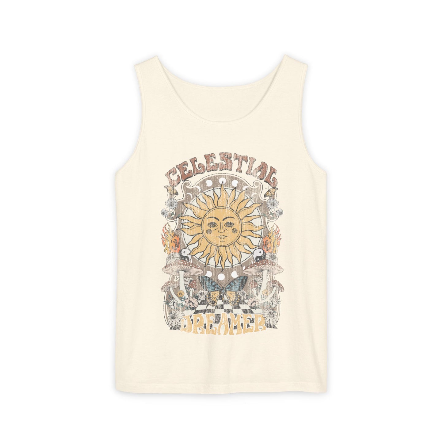 Celestial Dreamer Shirt Unisex Tank Top Comfort Colors Sun T-shirt Retro Vintage Graphic Tee