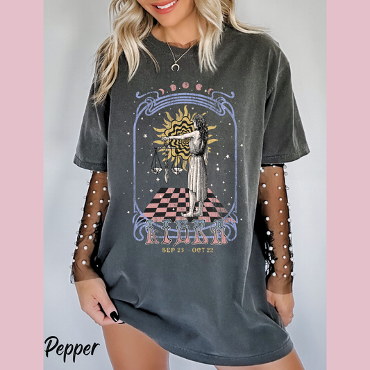 Libra Shirt Trendy Zodiac Comfort Colors  Graphic T shirt Astrology Tee Gift For Her Unisex Celestial Tee Vintage Libra Birthday