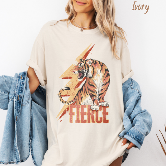 Fierce Lion Comfort Colors Tee  Hippie Vintage T shirt  Animal Print T-shirt