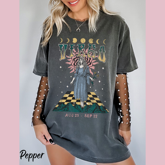 Virgo Shirt Trendy Zodiac Comfort Colors  Graphic T shirt Astrology Tee Gift For Her Unisex Celestial Tee Vintage Virgo Birthday