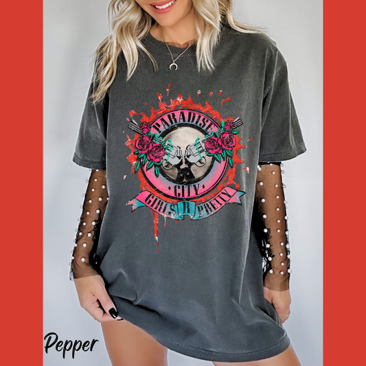 Paradise City Shirt 80s Graffiti Paint Retro Graphic Tee Comfort Color Shirt Concert Tee Trendy Festival Rocker T-shirt