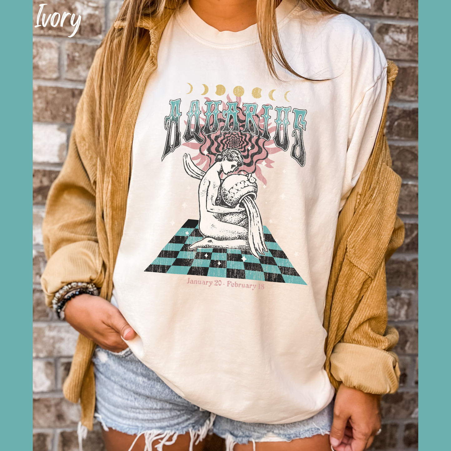 Aquarius Shirt Trendy Zodiac Comfort Colors  Graphic T shirt Astrology Tee Vintage Aquarius Birthday Gift