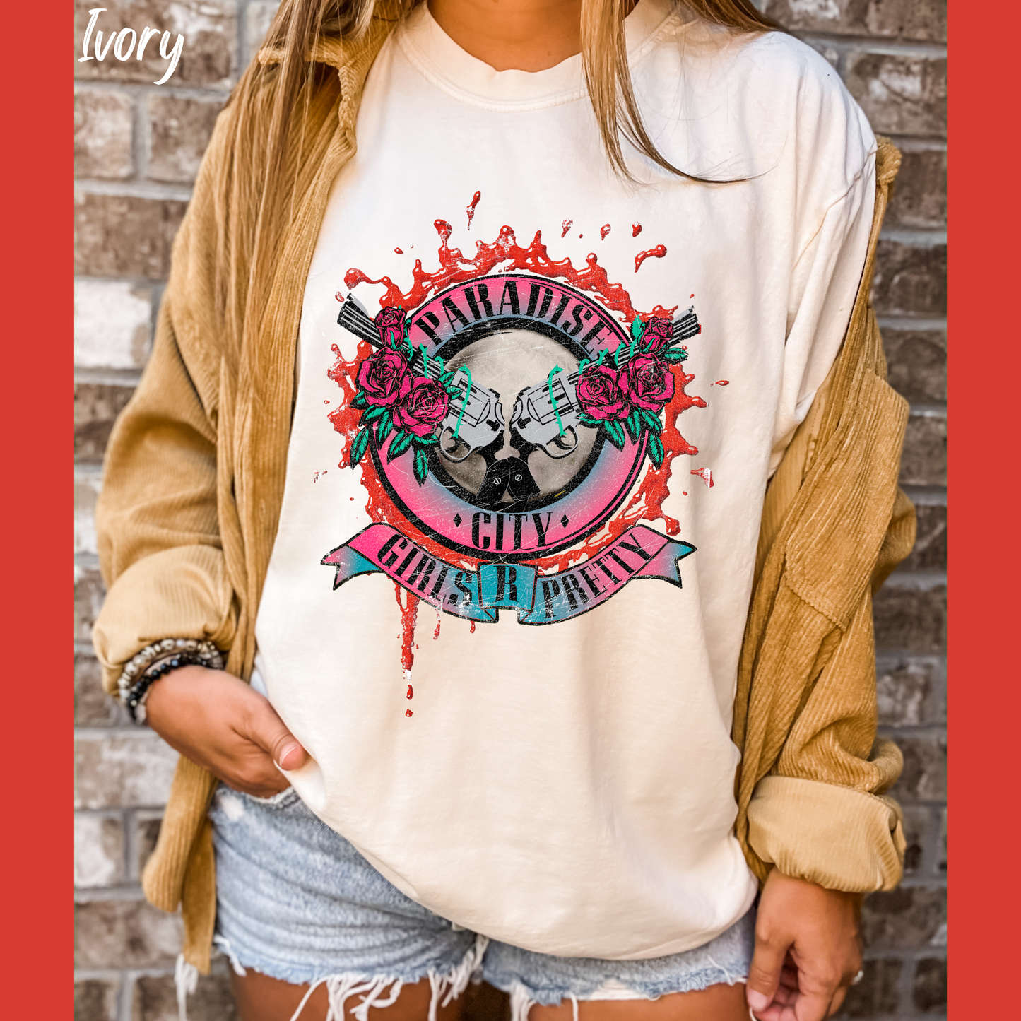 Paradise City Shirt 80s Graffiti Paint Retro Graphic Tee Comfort Color Shirt Concert Tee Trendy Festival Rocker T-shirt