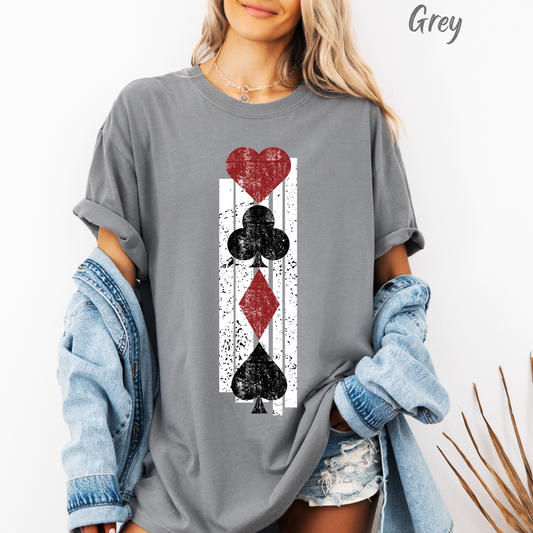 Queen Of Hearts Retro Shirt Vegas Gambling 80's Shirt Vacation Tee Unisex Garment-Dyed T-shirt Comfort Colors Shirt For Vegas Trip