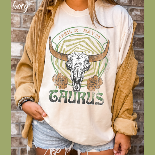 Taurus Shirt Zodiac Comfort Color Celestial Tee  Vintage Astrology t shirt Trendy Taurus Birthday Gift