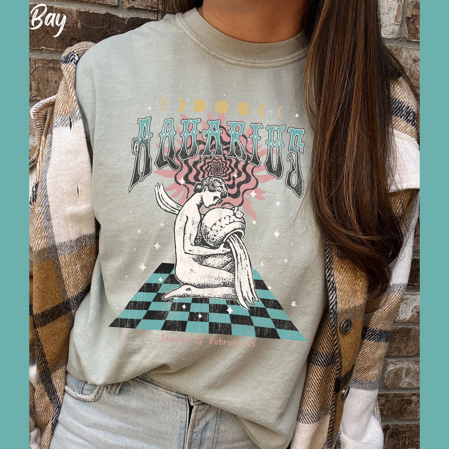 Aquarius Shirt Trendy Zodiac Comfort Colors  Graphic T shirt Astrology Tee Vintage Aquarius Birthday Gift