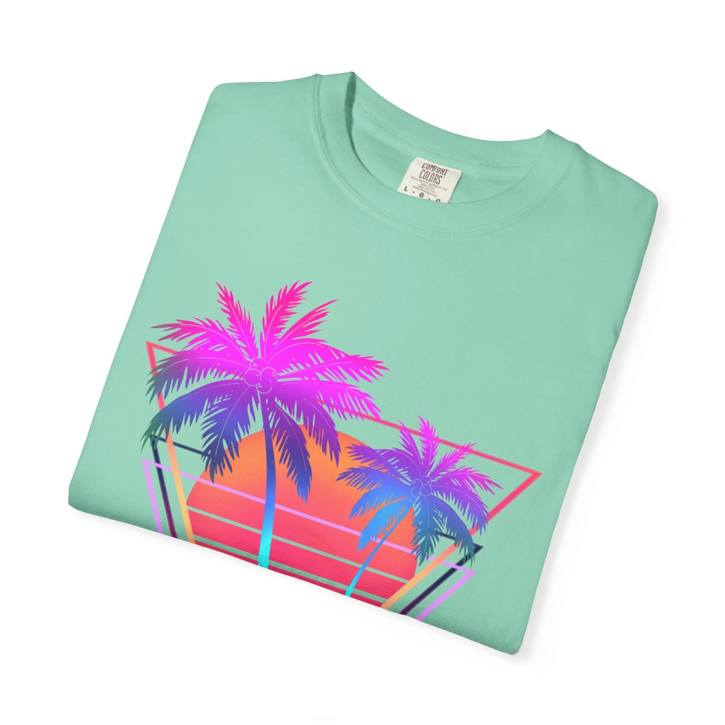 Neon Palm Trees T shirt Sunset tropical Beach Tee Unisex Garment-Dyed Comfort Colors T-shirt Retro 80's Graphic Tee