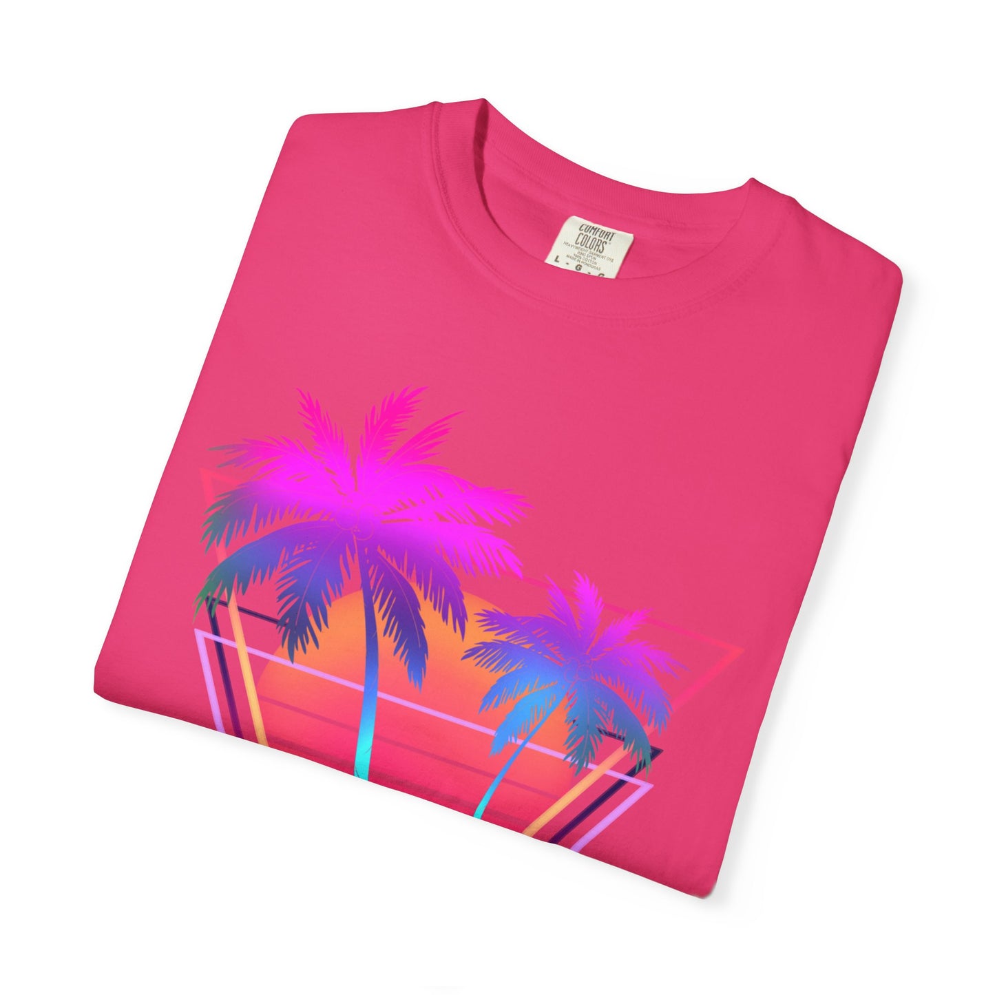 Neon Palm Trees T shirt Sunset tropical Beach Tee Unisex Garment-Dyed Comfort Colors T-shirt Retro 80's Graphic Tee