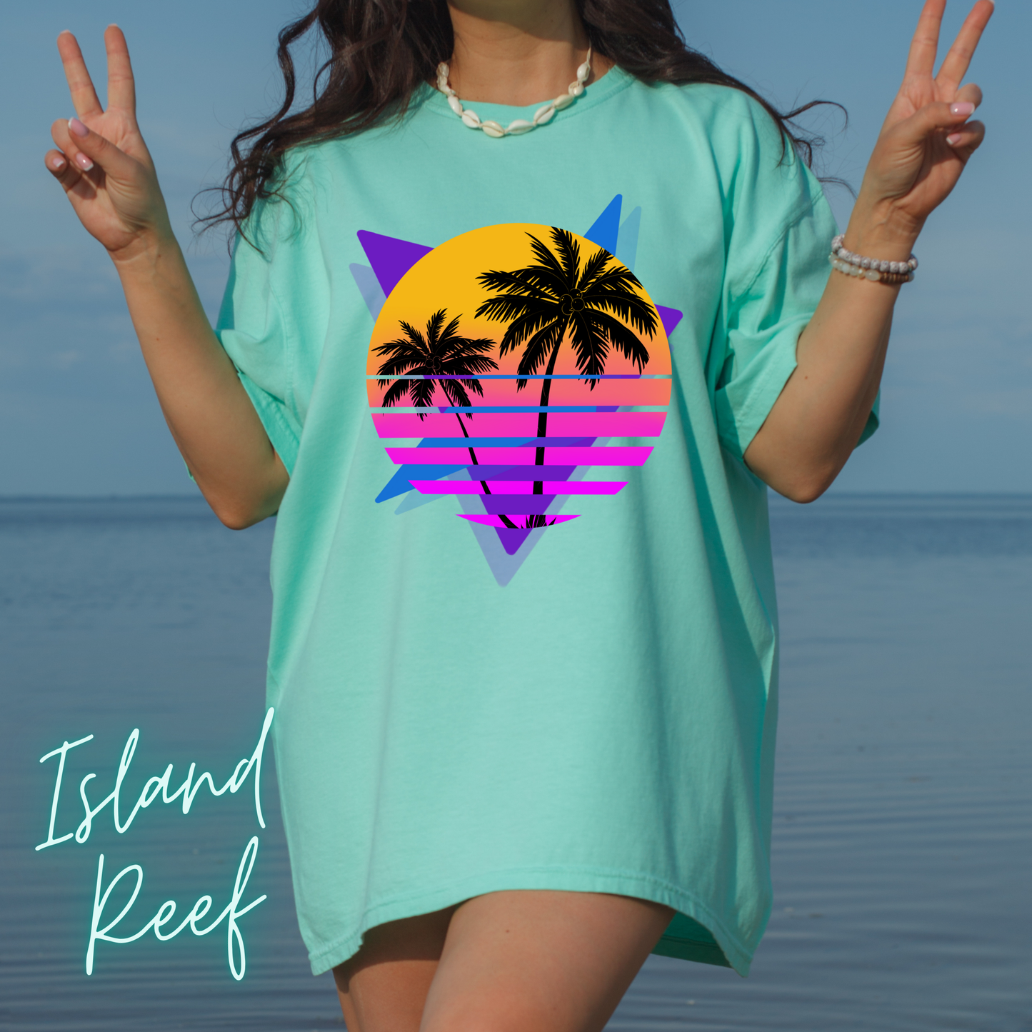 Neon Shirt Comfort Colors Shirt Retro 80's Palm Tree  Gifts For Her  Women Trendy Beach Vacation Tee Birthday Gift Teen