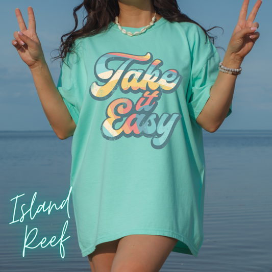 Take It Easy Hippie Tee Comfort Colors Shirt Summer Sun Graphic T shirt Retro  Hippie T-Shirt Vintage Boho 70s Graphic Tee