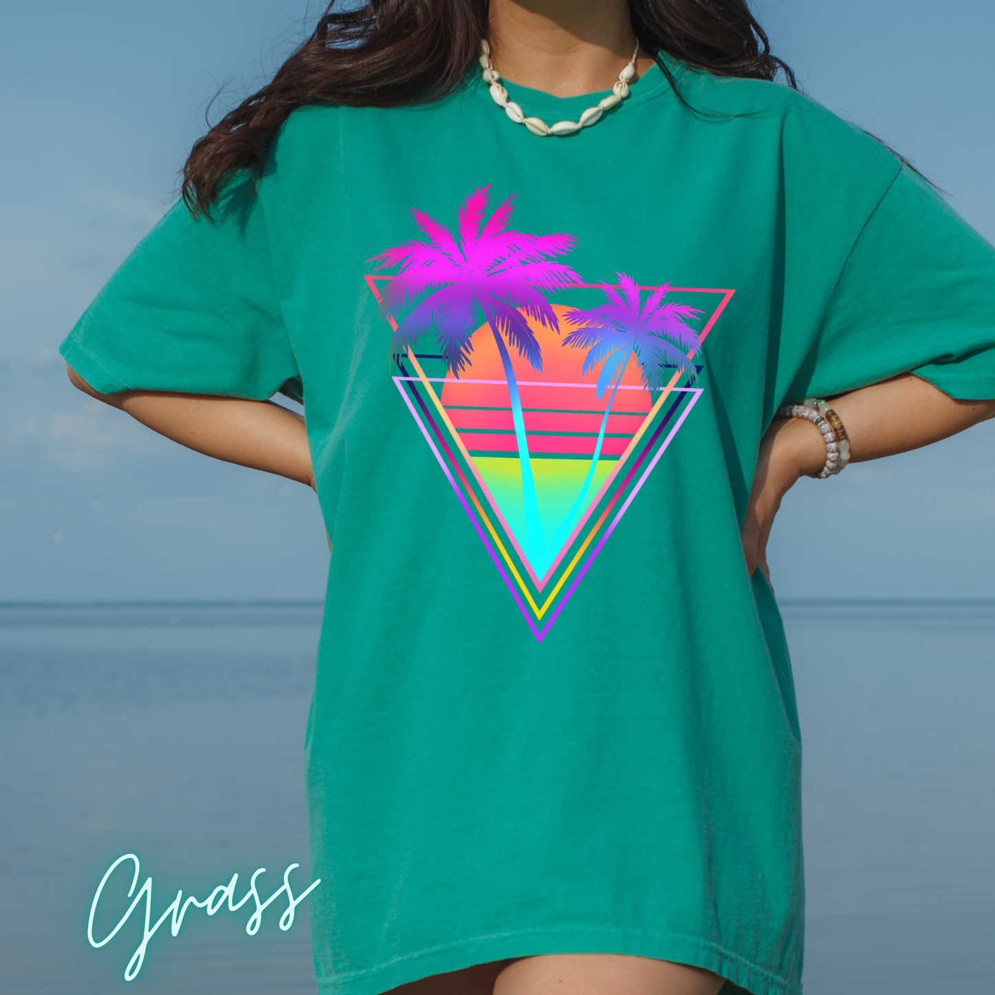 Neon Palm Trees T shirt Sunset tropical Beach Tee Unisex Garment-Dyed Comfort Colors T-shirt Retro 80's Graphic Tee