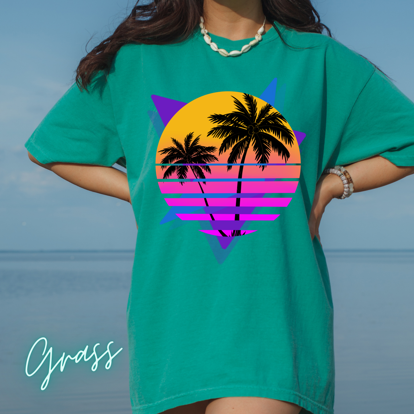 Neon Shirt Comfort Colors Shirt Retro 80's Palm Tree  Gifts For Her  Women Trendy Beach Vacation Tee Birthday Gift Teen