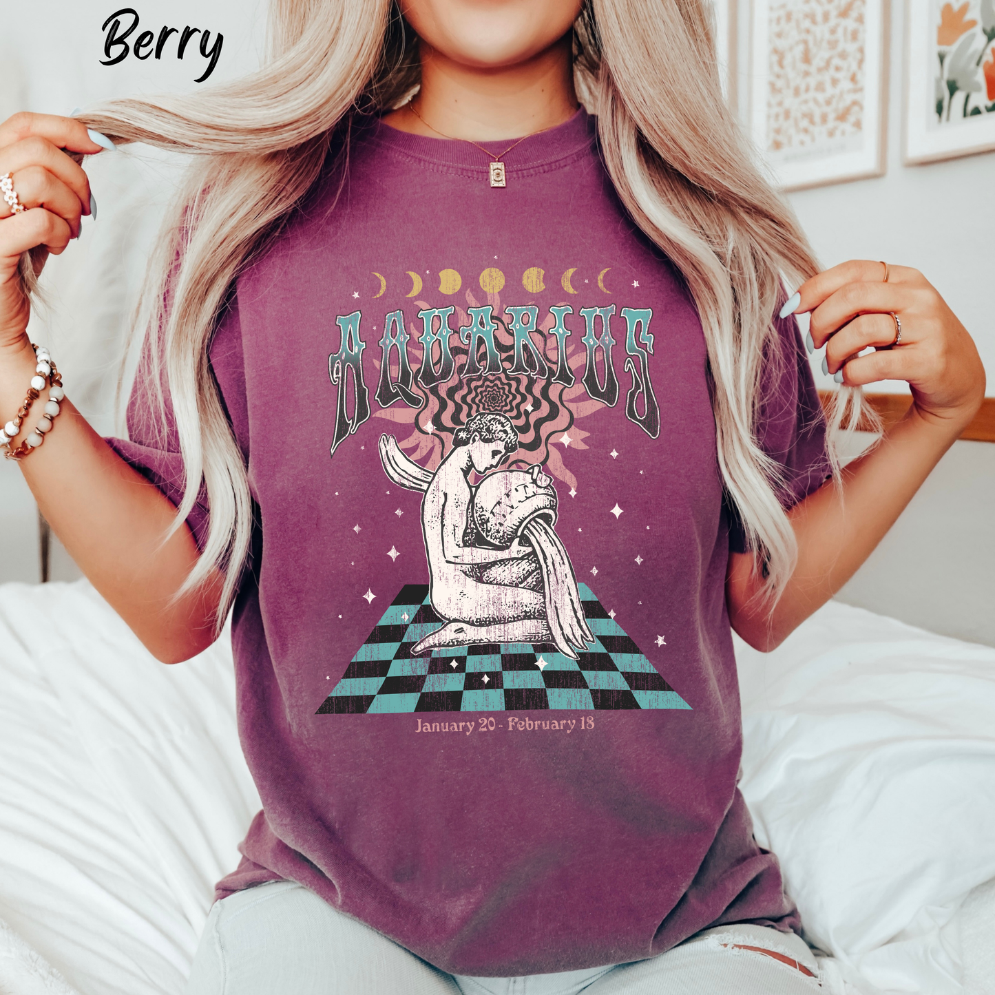 Aquarius Shirt Trendy Zodiac Comfort Colors  Graphic T shirt Astrology Tee Vintage Aquarius Birthday Gift