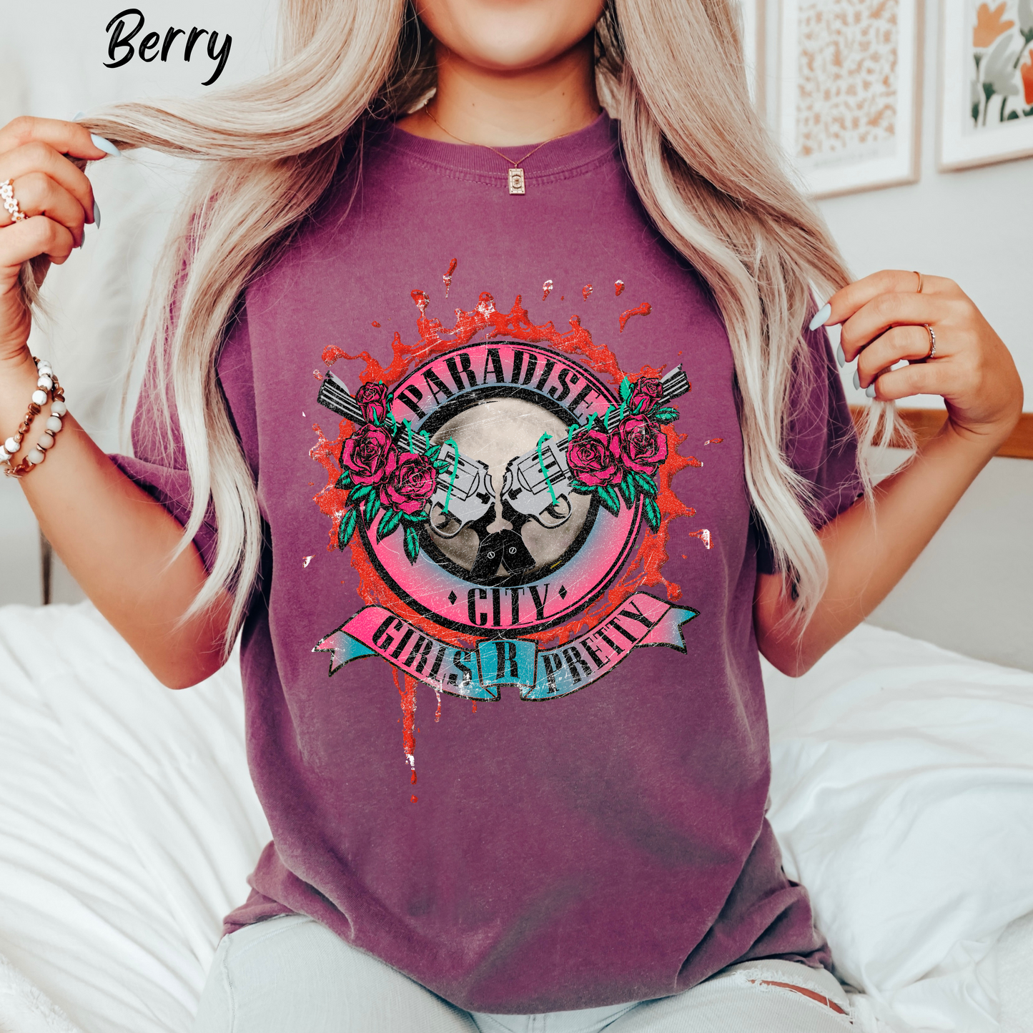 Paradise City Shirt 80s Graffiti Paint Retro Graphic Tee Comfort Color Shirt Concert Tee Trendy Festival Rocker T-shirt