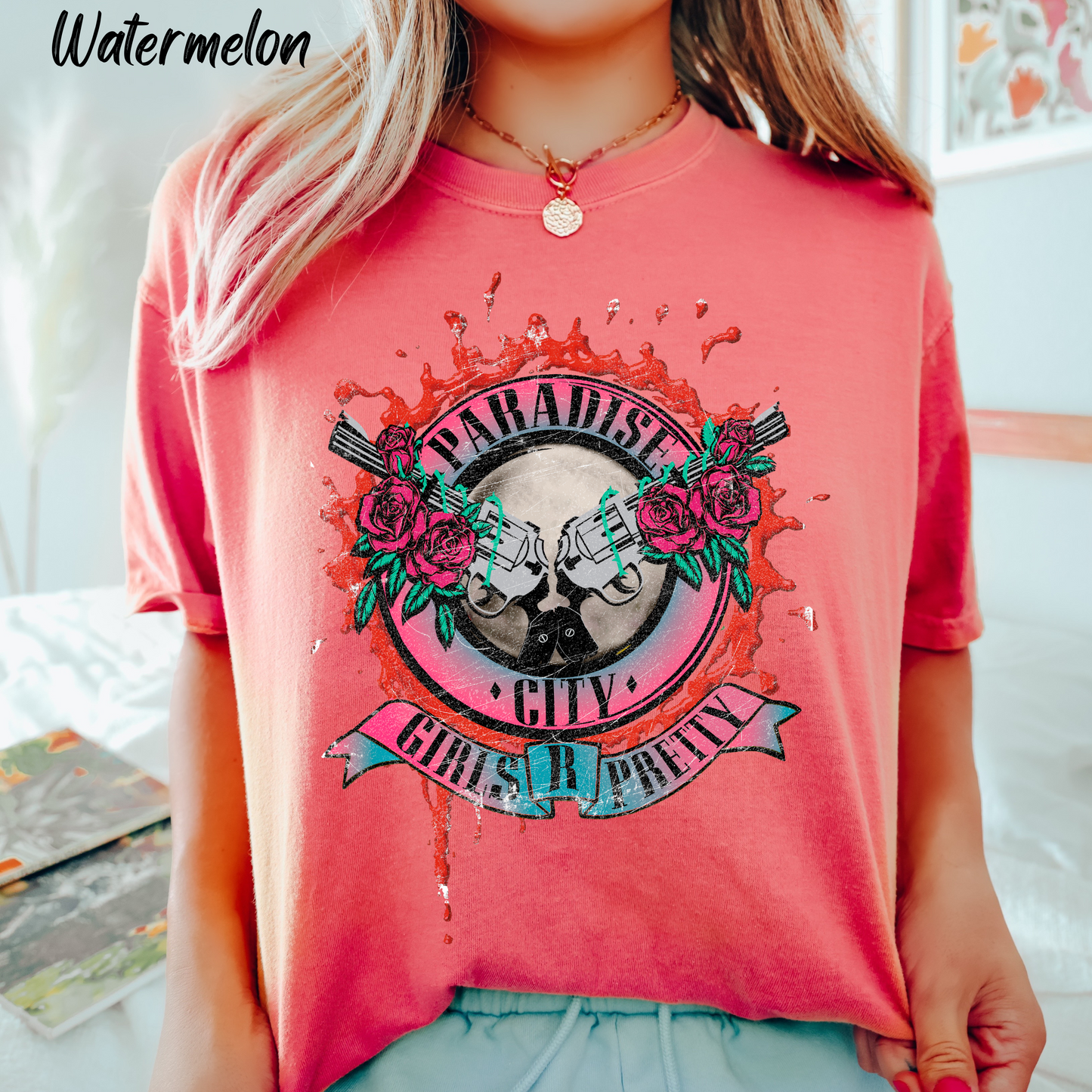 Paradise City Shirt 80s Graffiti Paint Retro Graphic Tee Comfort Color Shirt Concert Tee Trendy Festival Rocker T-shirt