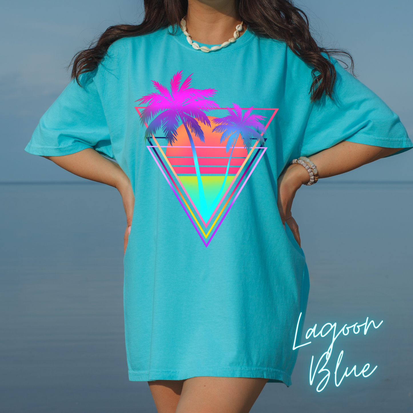 Neon Palm Trees T shirt Sunset tropical Beach Tee Unisex Garment-Dyed Comfort Colors T-shirt Retro 80's Graphic Tee