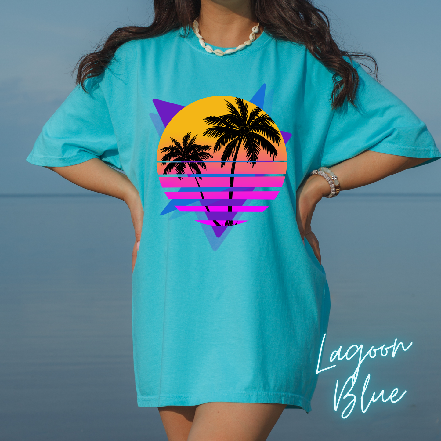 Neon Shirt Comfort Colors Shirt Retro 80's Palm Tree  Gifts For Her  Women Trendy Beach Vacation Tee Birthday Gift Teen