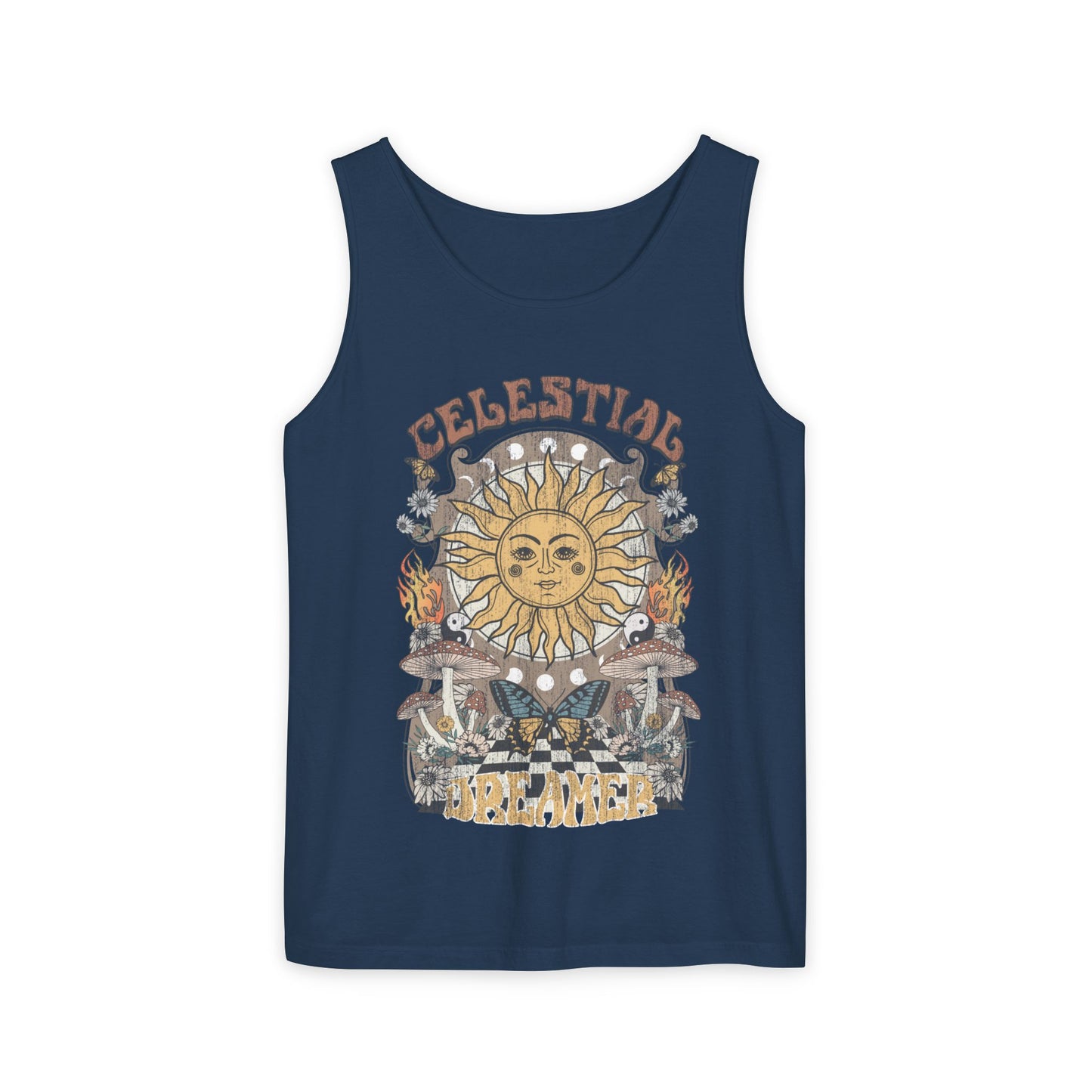Celestial Dreamer Shirt Unisex Tank Top Comfort Colors Sun T-shirt Retro Vintage Graphic Tee